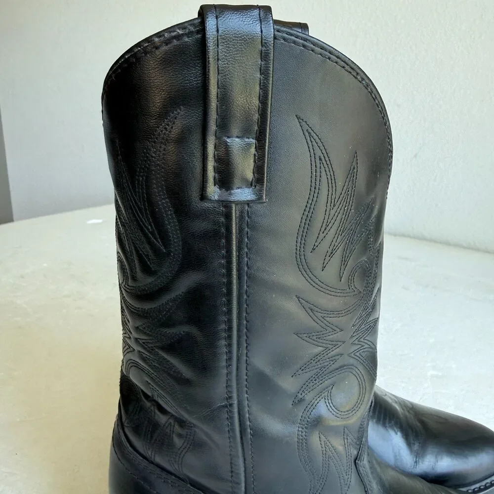 Men's Black Laredo Cowboy Boots 4240 Size 8.5D Lea Vamp Fox Western Point Toe
